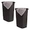 Mind Reader 60L Ventilated Slim Laundry Hamper with Cut Out Handles & Attached Hinged Lid, 2ct.